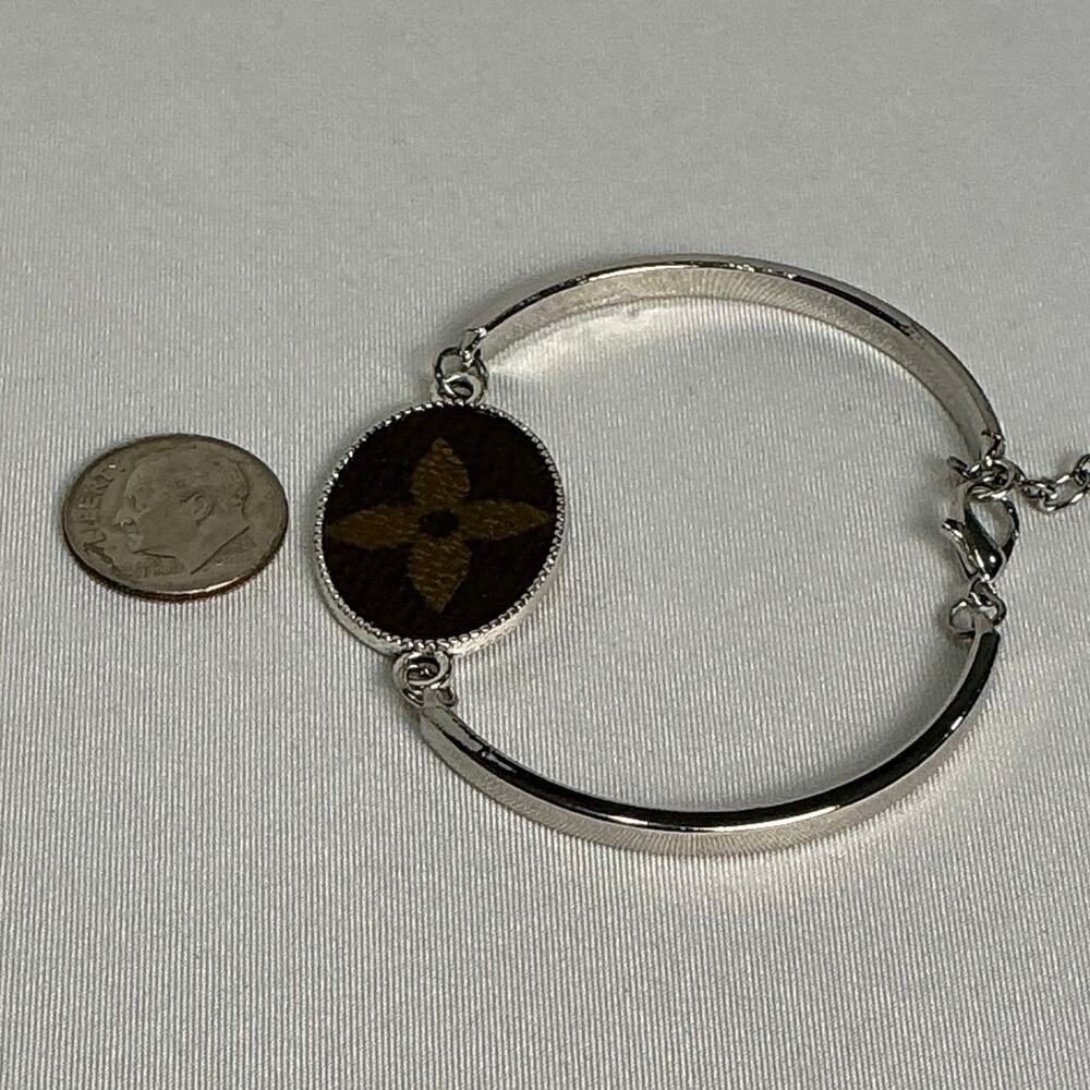 Louis Vuitton Monogram Canvas Oval Silver Bracelet - Picture 5 of 6
